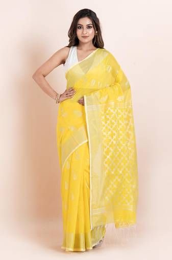 Blended cotton handloom saree with blouse fabric