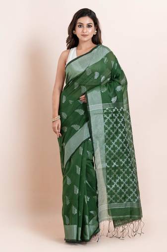 Blended cotton handloom saree with blouse fabric