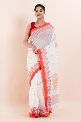 Pure cotton handloom saree with blouse fabric