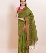 Blended cotton handloom saree with blouse fabric