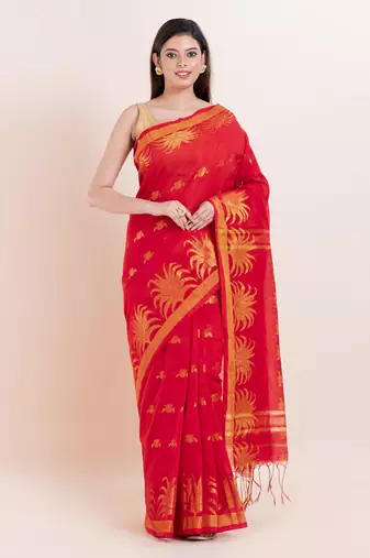 Blended cotton handloom saree with blouse fabric
