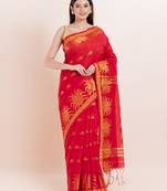 Blended cotton handloom saree with blouse fabric