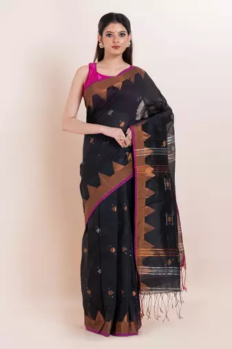 Blended cotton handloom saree with blouse fabric