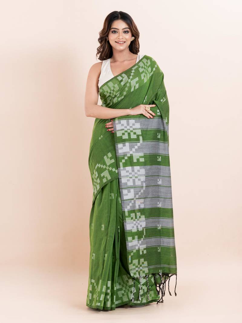 Pure cotton handloom saree with blouse fabric