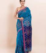 Blended cotton handloom saree with blouse fabric