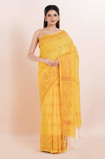 Blended cotton handloom saree with blouse fabric