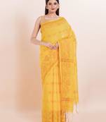 Blended cotton handloom saree with blouse fabric