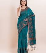 Blended cotton handloom saree with blouse fabric