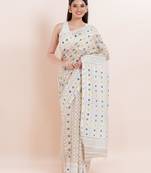 Silk cotton jamdani saree without blouse fabric