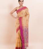 Art silk and cotton buti work handloom matka  saree without blouse fabric