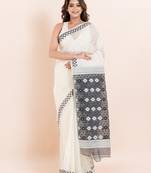 Silk cotton jamdani saree without blouse fabric