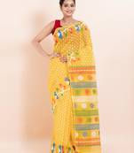 Silk cotton jamdani saree without blouse fabric