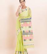 Silk cotton jamdani saree without blouse fabric