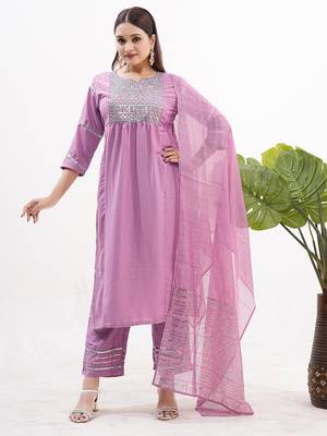 Pink sequence embroidery silk salwar kameez suit 1