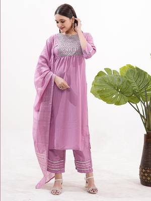 Pink sequence embroidery silk salwar kameez suit 2