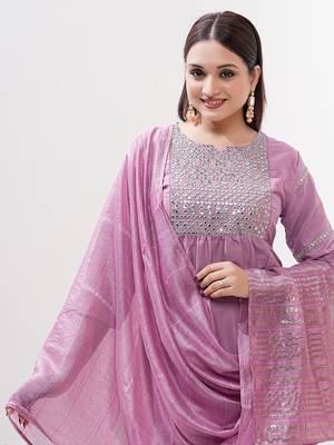 Pink sequence embroidery silk salwar kameez suit 3