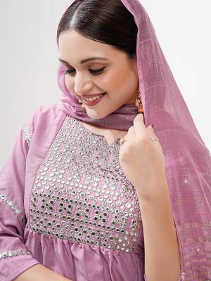 Pink sequence embroidery silk salwar kameez suit 4