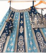 Blue Thread & Sequins Embroidered  georgette lehenga choli with dupatta