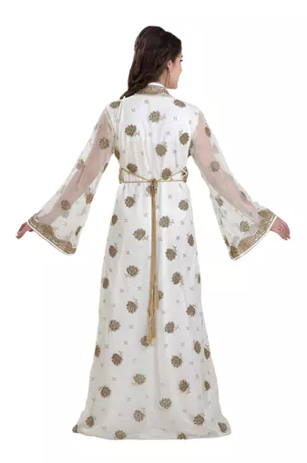 Arabian Kaftan Golden Embroidered Dress