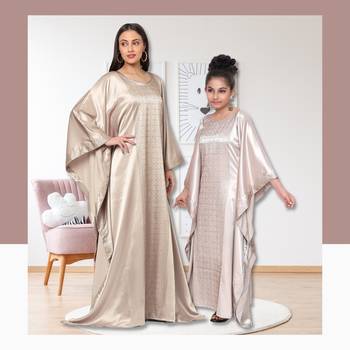 Arabian Beige Color Satin Dress 1