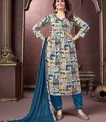 Multicolor handwork rayon readymade salwar kameez alia cut