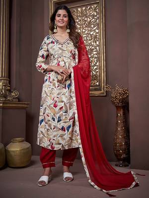 Multicolor handwork rayon readymade salwar kameez alia cut 5
