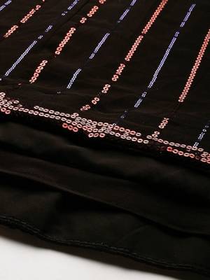 black embellished sequinned semi stitched lehenga & blouse with dupatta 4