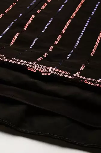 black embellished sequinned semi stitched lehenga & blouse with dupatta