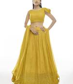 Mustard Yellow Embroidered Georgette Lehenga Choli
