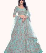 Sea Green Embroidered Soft Net Lehenga Choli