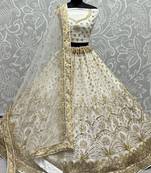 ivory cut dana embroiderey net lehenga set choli with dupatta