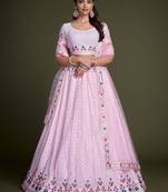 Blush Pink Sequined Georgette Bridesmaid Lehenga Choli