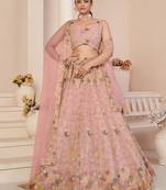 Baby Pink Thread Work Net Designer Lehenga Choli