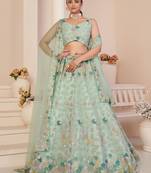 Turquoise Sequins Net Reception Wear Lehenga Choli