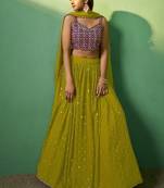 Green Sequins Georgette Mehendi Wear Lehenga Choli