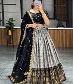 Grey Digital Printed Dola Silk Festival Wear Lehenga Choli