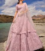 Pink Sequins Organza Designer Lehenga Choli With Dupatta