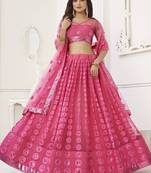 Pink Sequins Net Reception Wear Wear Lehenga Choli