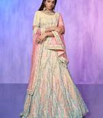 Off-White Sequins Organza Designer Lehenga Choli
