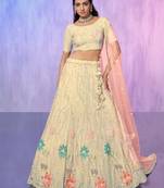 Off-White Sequins Net Lehenga Choli With Dupatta