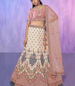 Off-White Floral Embroidered Georgette Lehenga Choli