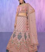 Peach Floral Embroidered Georgette Bridesmaid Lehenga Choli