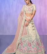 Off-White Floral Embroidered Georgette Lehenga Choli