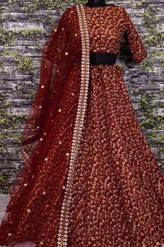 maroon zari embroidered silk bridal lehenga set choli with dupatta