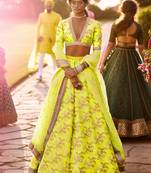 neon embroidery thai silk bridal lehenga set choli with dupatta