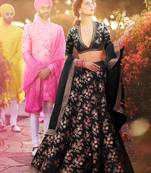 Black Embroidery Thai Silk Bridal Lehenga Choli