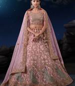 Pink Sequins Net Wedding Lehenga Choli With Dupatta