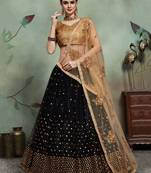 Black Sequins Net Bridal Lehenga Choli With Dupatta