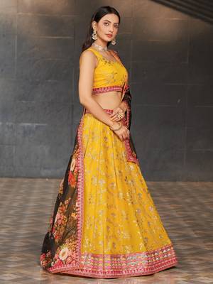 yellow georgette sequin embroidered lehenga 5