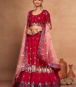 Rani Pink Sequins Georgette Wedding Wear Lehenga Choli